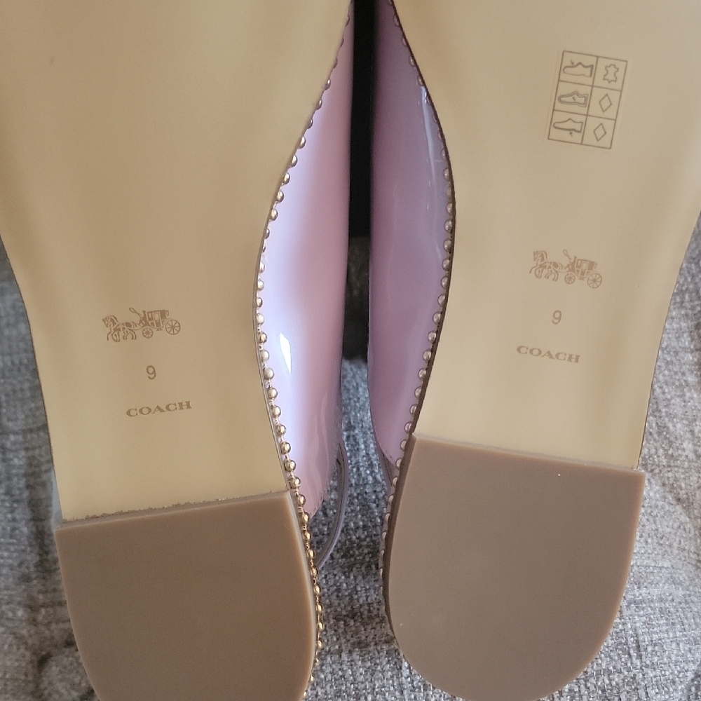 Coach Lilac Patent Leather Beaded-Trim Slingback Flats - Picture 7 of 10